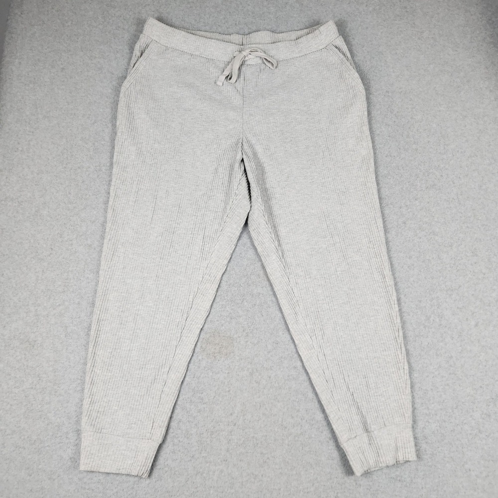 Avia Jogger Pants Women XL Gray Ribbed Knit Drawstring Waist Athletic Loungewear